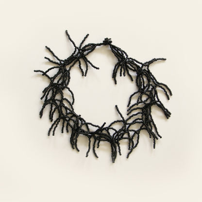 Handmade black seed bead necklace with coral-like layered strands